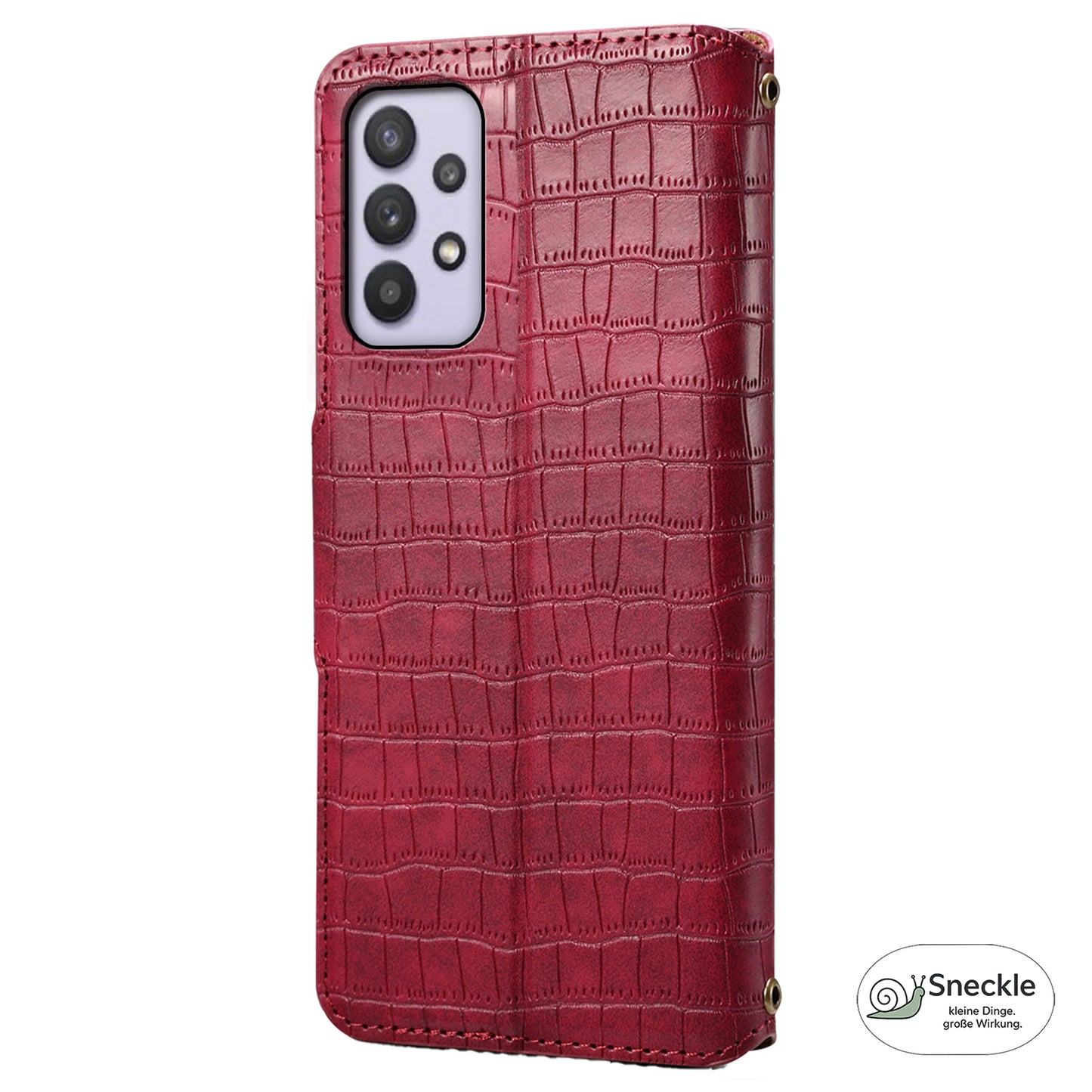 Galaxy A32/M32 5G Leder-Hülle – Krokodil-Muster – Mit Standfunktion
