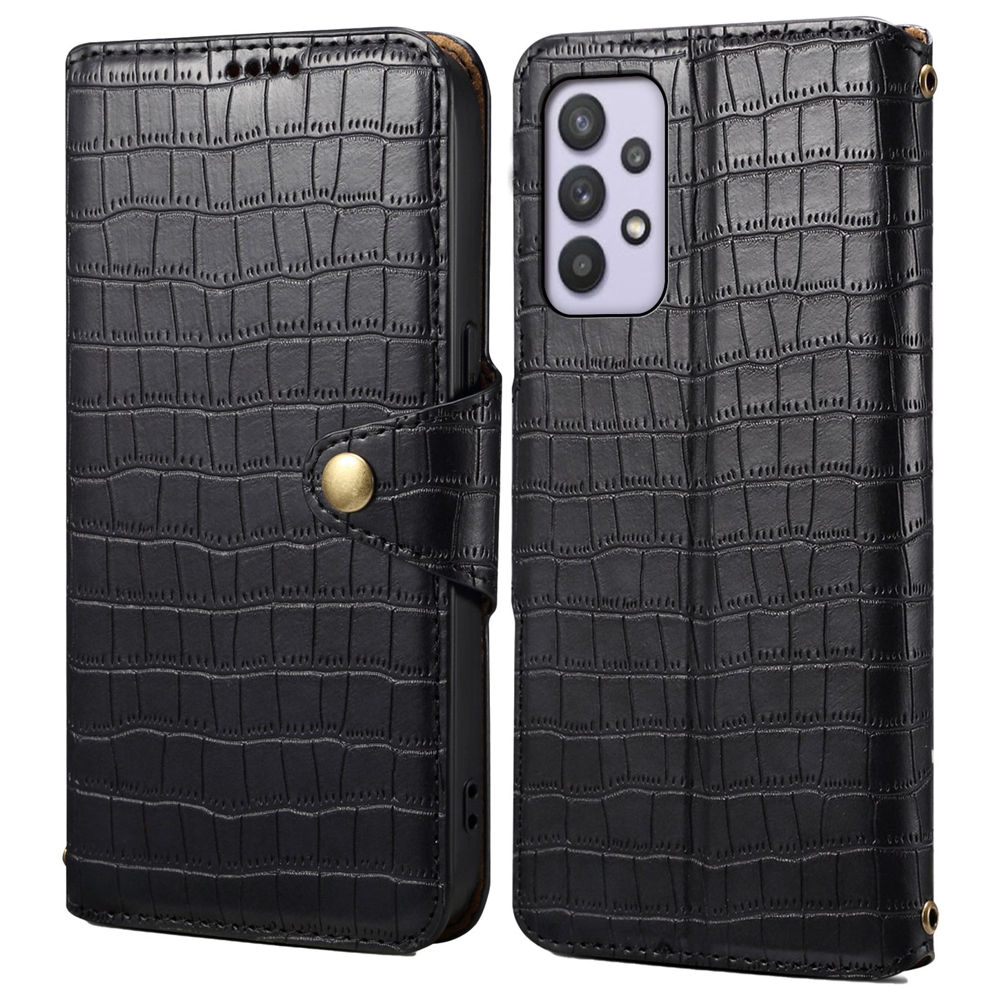Galaxy A32/M32 5G Leder-Hülle – Krokodil-Muster – Mit Standfunktion