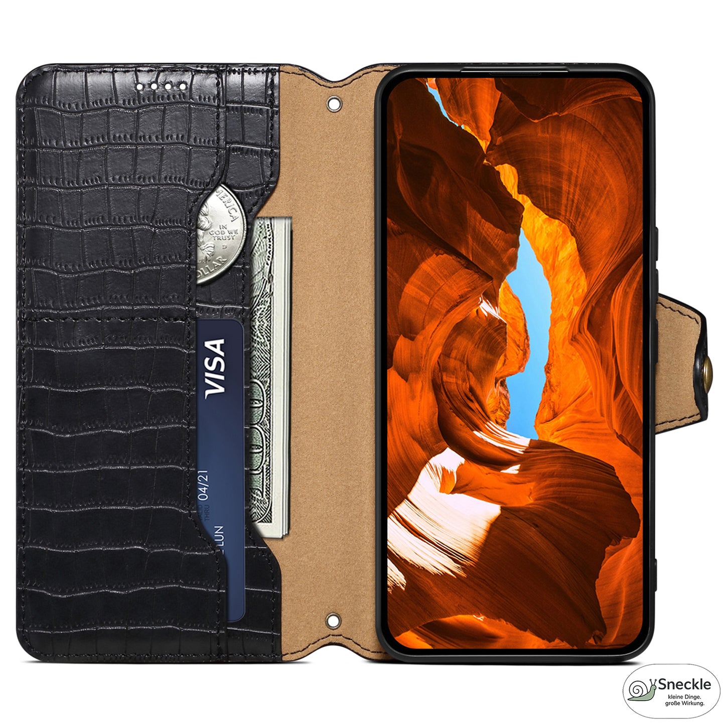 Galaxy A32/M32 5G Leder-Hülle – Krokodil-Muster – Mit Standfunktion