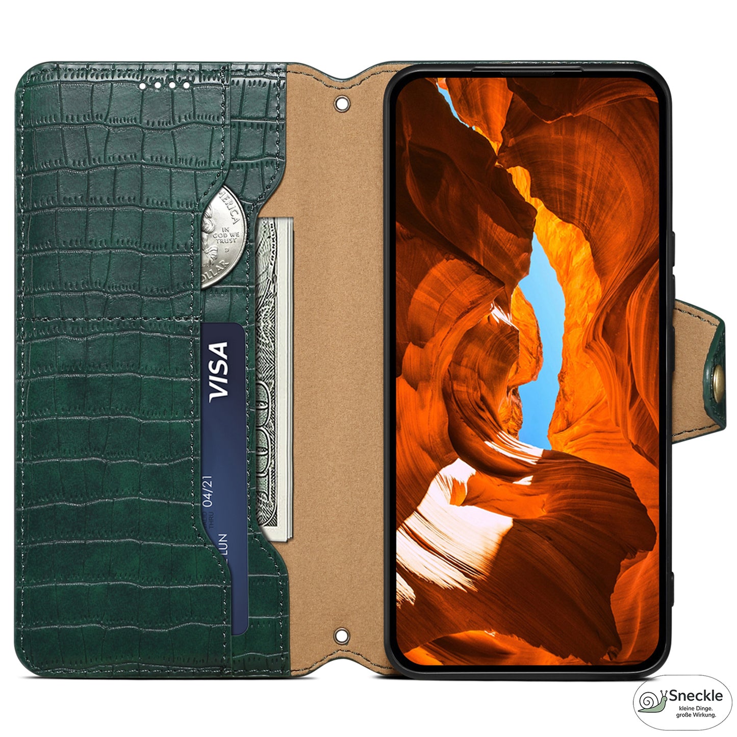 Galaxy A32/M32 5G Leder-Hülle – Krokodil-Muster – Mit Standfunktion