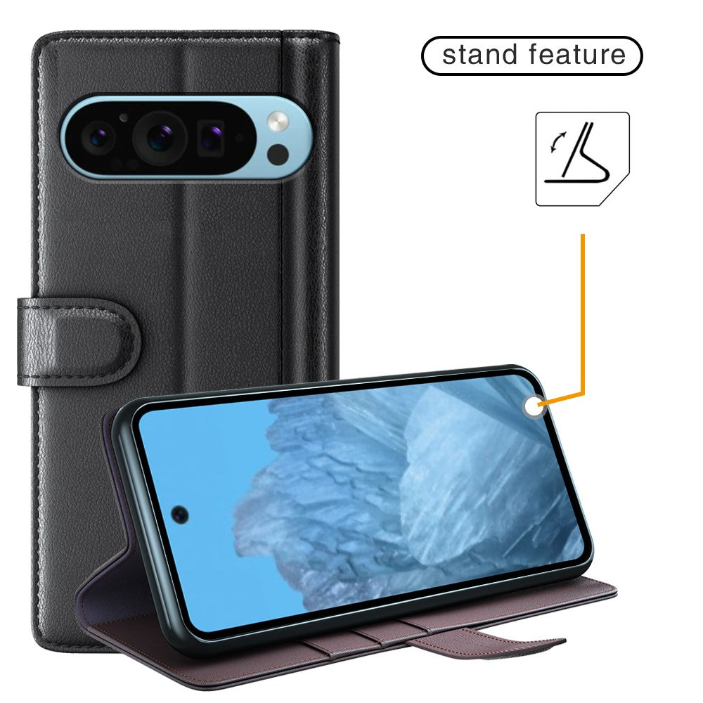 Pixel 9 / Pixel 9 Pro Echtleder Hülle mit Kartenfach
