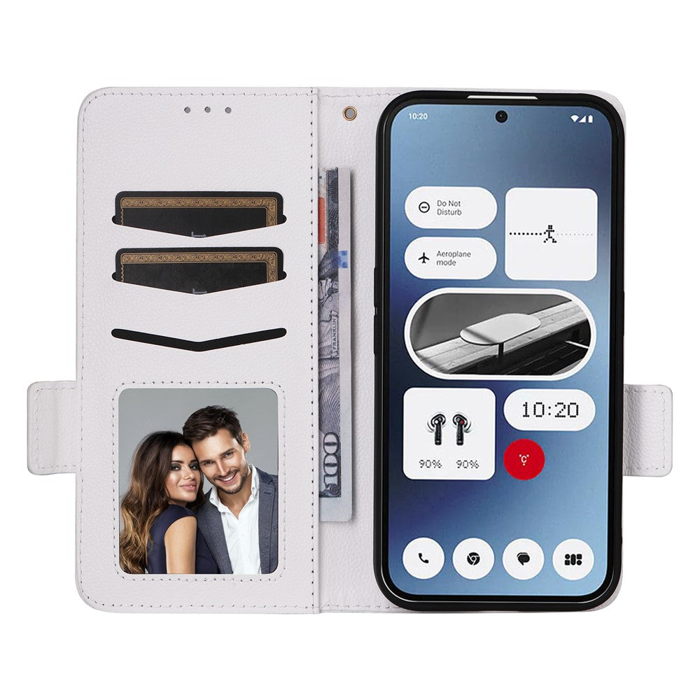 Nothing Phone (2a) Plus / Phone (2a) Wallet-Handyhülle – Aus PU-Leder & Litschi-Textur, mit Ständer & Tragegurt