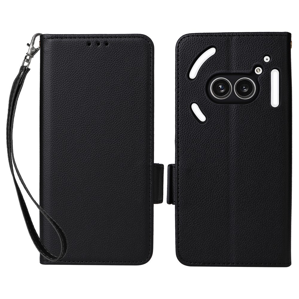 Nothing Phone (2a) Plus / Phone (2a) Wallet-Handyhülle – Aus PU-Leder & Litschi-Textur, mit Ständer & Tragegurt