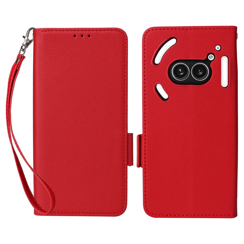 Nothing Phone (2a) Plus / Phone (2a) Wallet-Handyhülle – Aus PU-Leder & Litschi-Textur, mit Ständer & Tragegurt