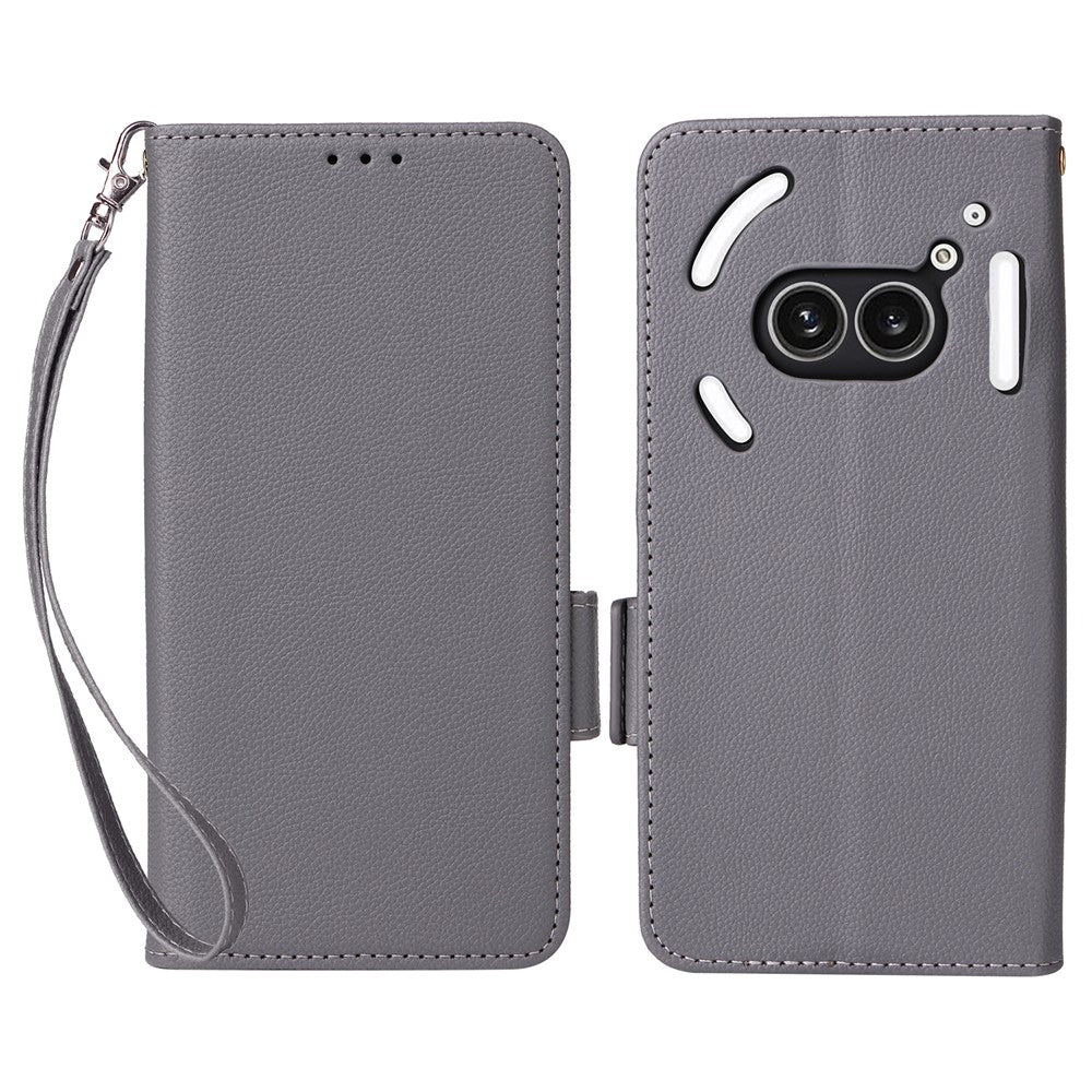 Nothing Phone (2a) Plus / Phone (2a) Wallet-Handyhülle – Aus PU-Leder & Litschi-Textur, mit Ständer & Tragegurt