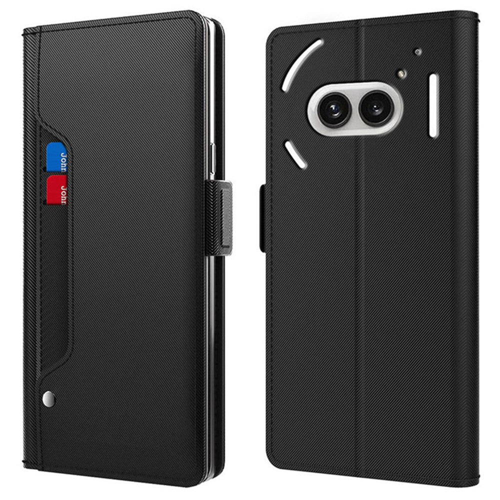 Nothing Phone (2a) Plus / Phone (2a) Wallet-Handyhülle – Aus PU-Leder mit Ständer, Kartenhalter & Spiegel