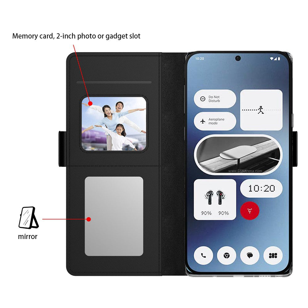 Nothing Phone (2a) Plus / Phone (2a) Wallet-Handyhülle – Aus PU-Leder mit Ständer, Kartenhalter & Spiegel