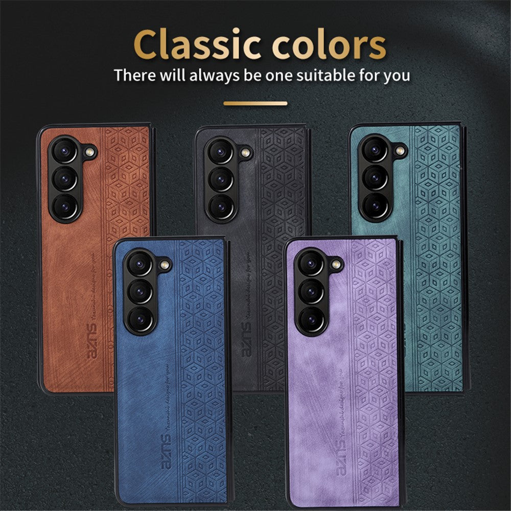 AZNS For Samsung Galaxy Z Fold6 5G Case PU Leather+Hard PC Non-Slip Grip Phone Cover