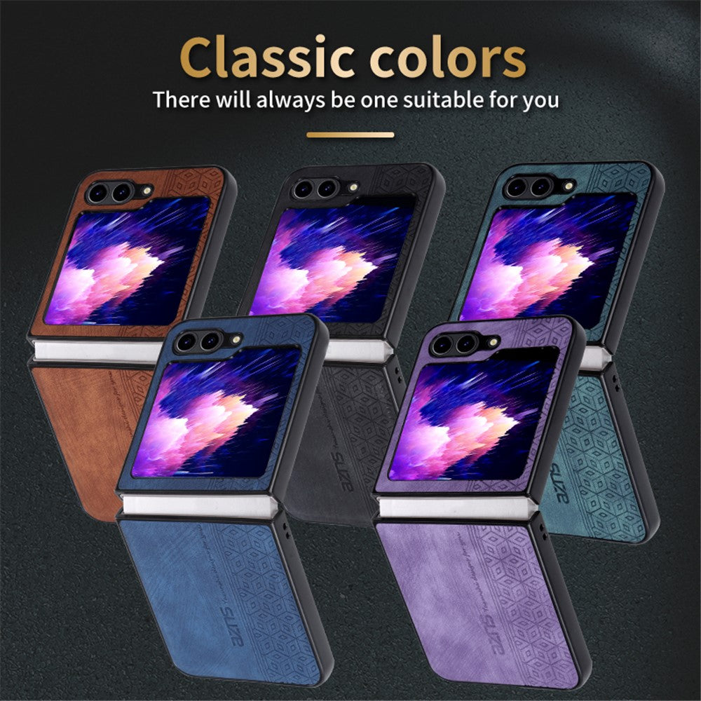 AZNS For Samsung Galaxy Z Flip7 FE 5G / Z Flip6 5G Case PU Leather Coated PC Hard Phone Cover