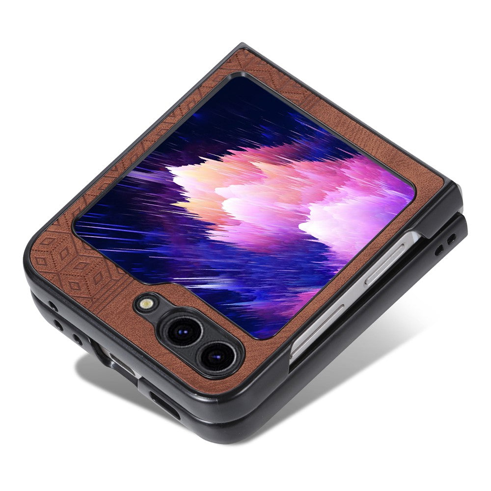 AZNS For Samsung Galaxy Z Flip7 FE 5G / Z Flip6 5G Case PU Leather Coated PC Hard Phone Cover