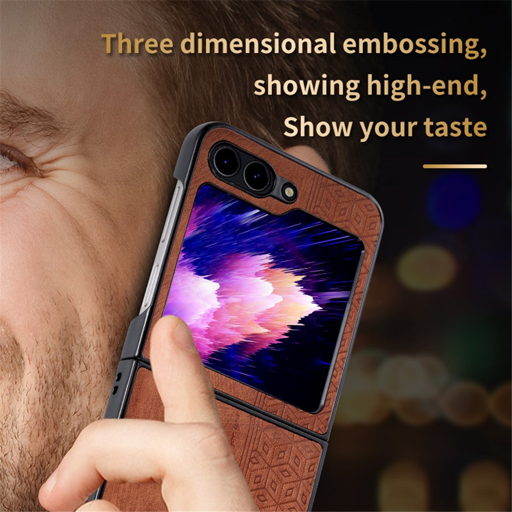 AZNS For Samsung Galaxy Z Flip7 FE 5G / Z Flip6 5G Case PU Leather Coated PC Hard Phone Cover