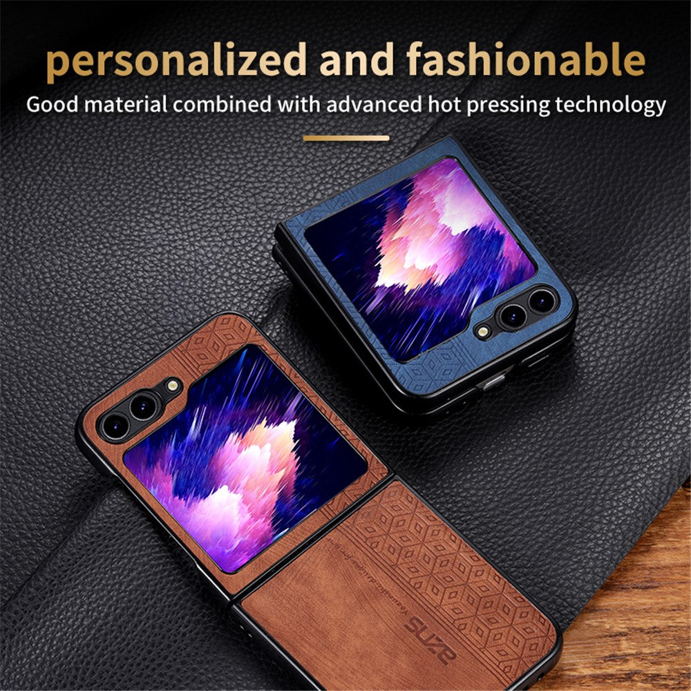 AZNS For Samsung Galaxy Z Flip7 FE 5G / Z Flip6 5G Case PU Leather Coated PC Hard Phone Cover