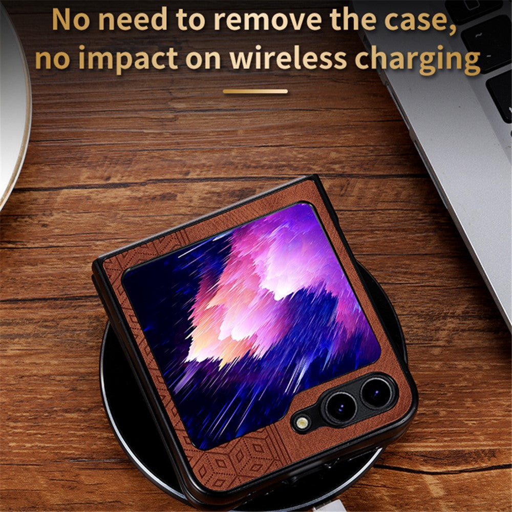 AZNS For Samsung Galaxy Z Flip7 FE 5G / Z Flip6 5G Case PU Leather Coated PC Hard Phone Cover