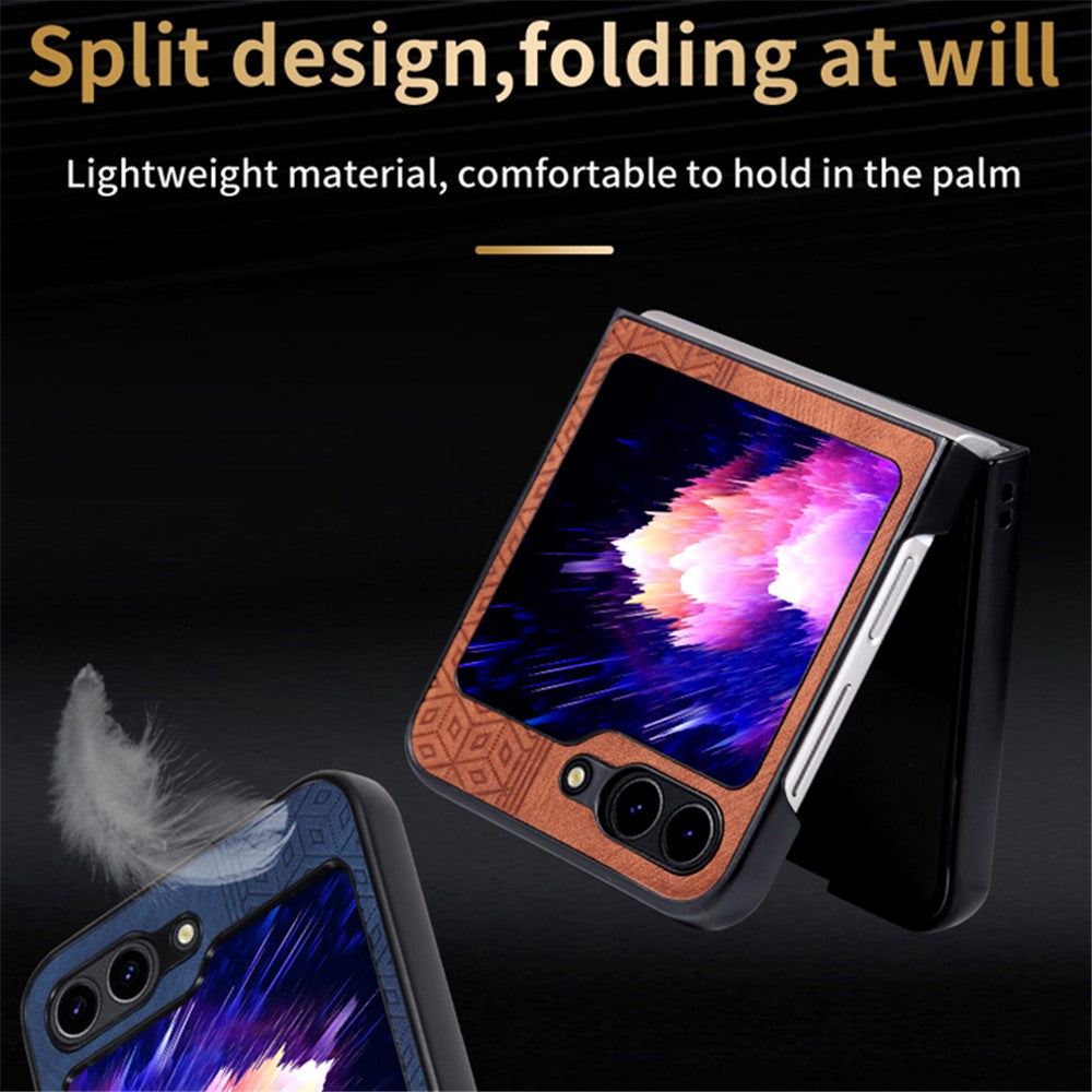 AZNS For Samsung Galaxy Z Flip7 FE 5G / Z Flip6 5G Case PU Leather Coated PC Hard Phone Cover