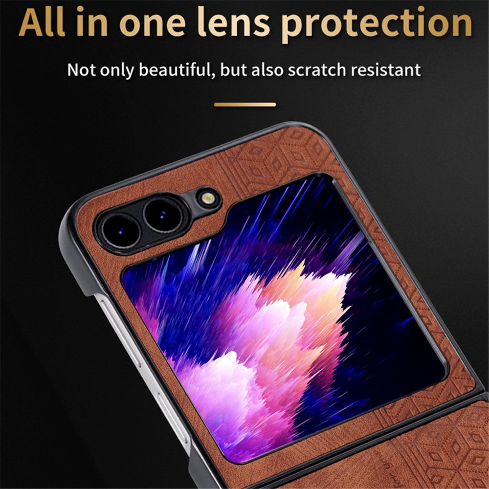 AZNS For Samsung Galaxy Z Flip7 FE 5G / Z Flip6 5G Case PU Leather Coated PC Hard Phone Cover