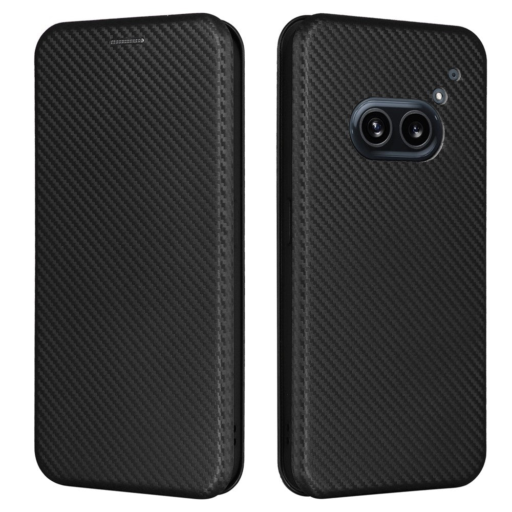 Nothing Phone (2a) Plus / Phone (2a) Wallet-Handyhülle – Mit Carbonfaser-Textur, Kartenhalter, Lederständer