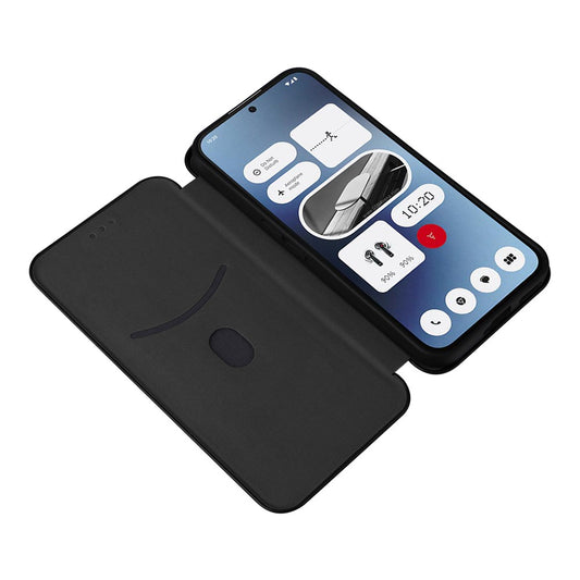 Nothing Phone (2a) Plus / Phone (2a) Wallet-Handyhülle – Mit Carbonfaser-Textur, Kartenhalter, Lederständer