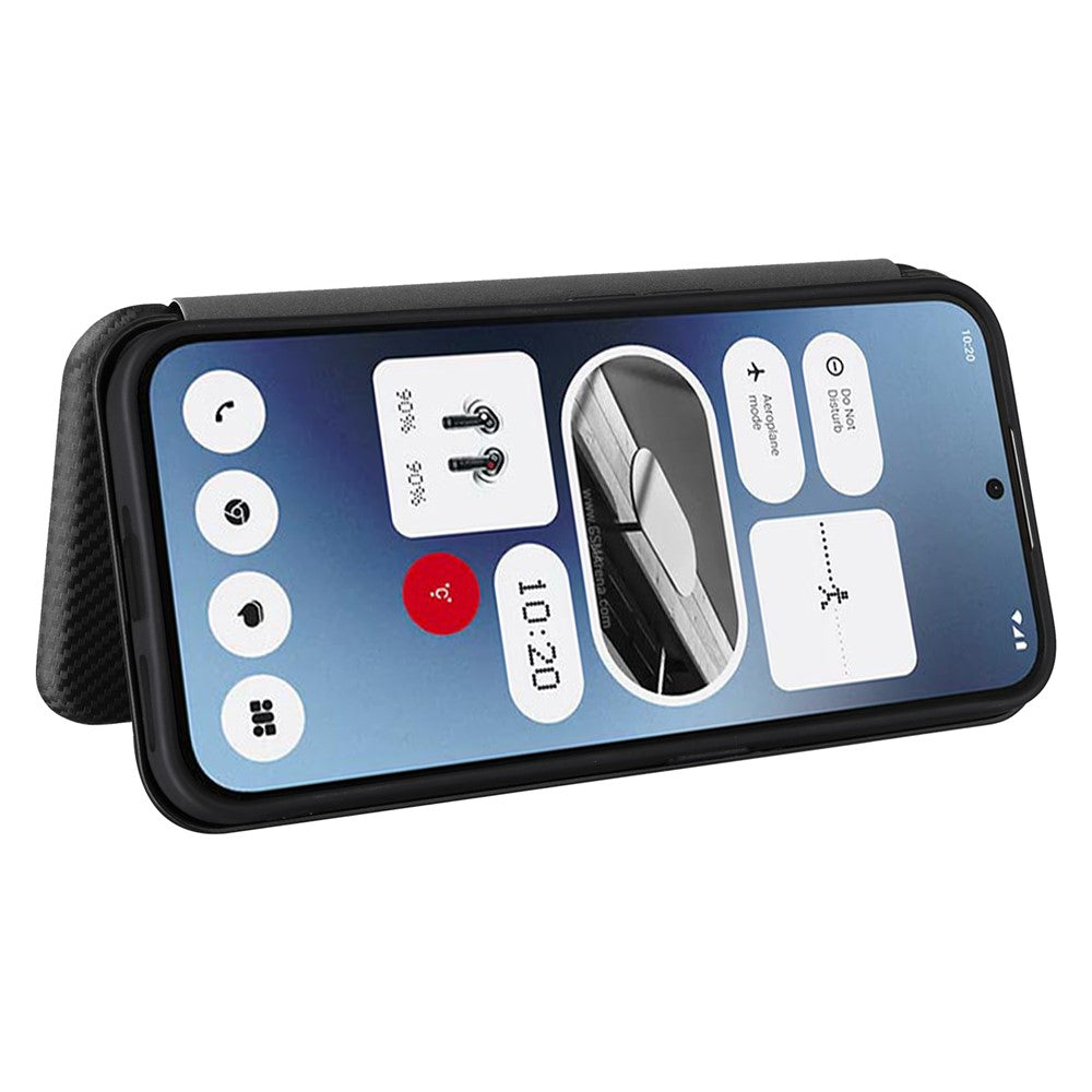 Nothing Phone (2a) Plus / Phone (2a) Wallet-Handyhülle – Mit Carbonfaser-Textur, Kartenhalter, Lederständer