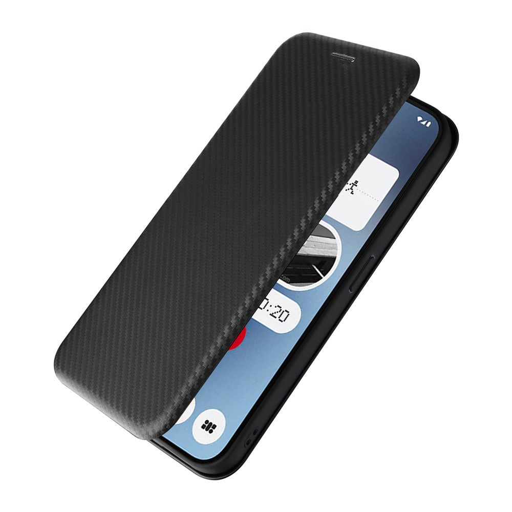 Nothing Phone (2a) Plus / Phone (2a) Wallet-Handyhülle – Mit Carbonfaser-Textur, Kartenhalter, Lederständer