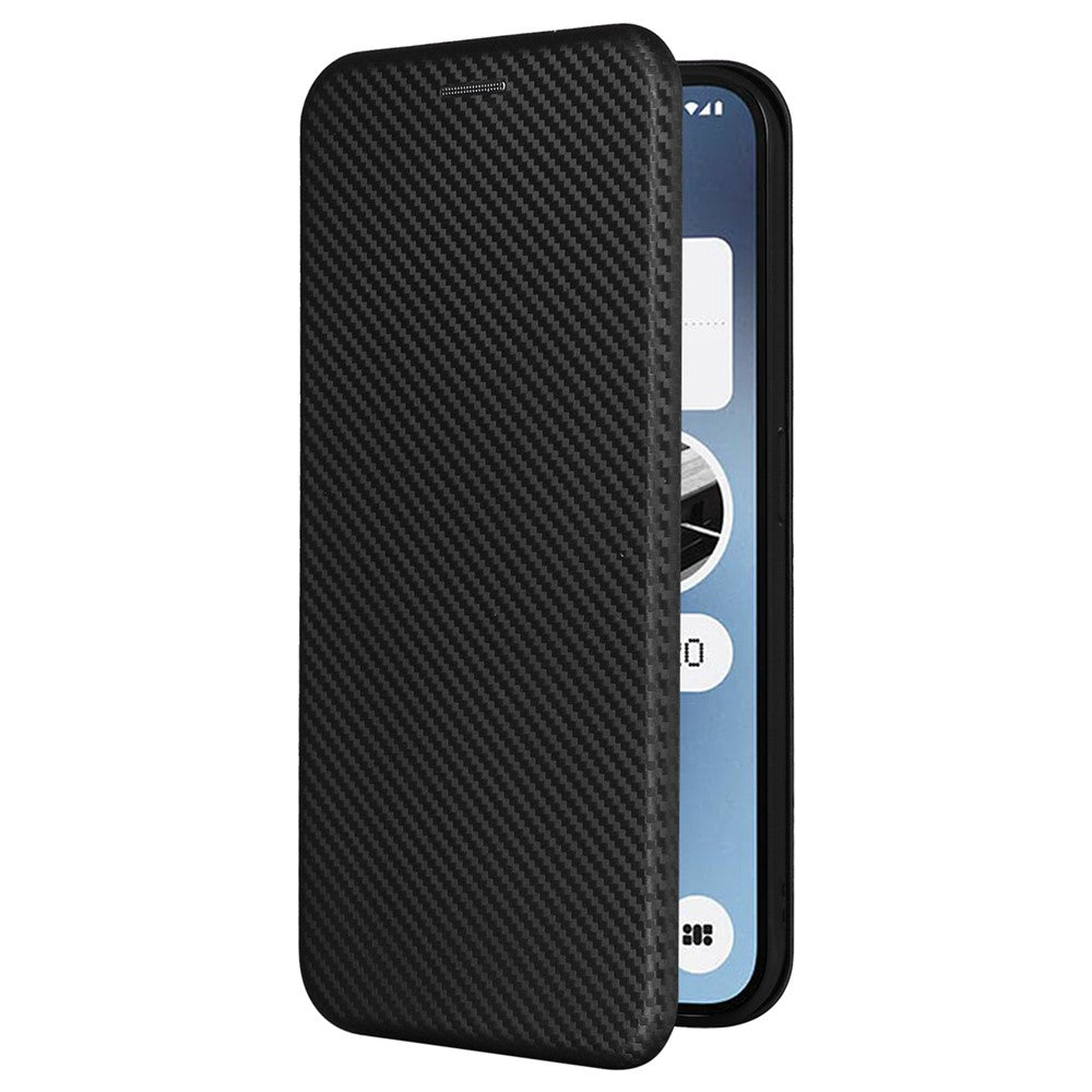 Nothing Phone (2a) Plus / Phone (2a) Wallet-Handyhülle – Mit Carbonfaser-Textur, Kartenhalter, Lederständer