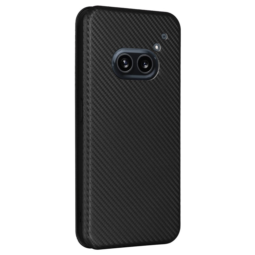 Nothing Phone (2a) Plus / Phone (2a) Wallet-Handyhülle – Mit Carbonfaser-Textur, Kartenhalter, Lederständer