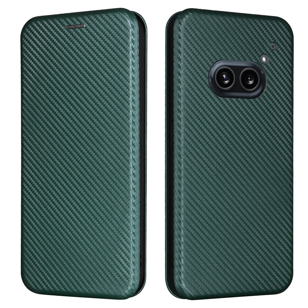 Nothing Phone (2a) Plus / Phone (2a) Wallet-Handyhülle – Mit Carbonfaser-Textur, Kartenhalter, Lederständer