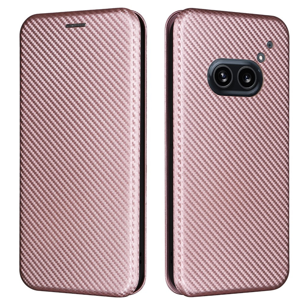 Nothing Phone (2a) Plus / Phone (2a) Wallet-Handyhülle – Mit Carbonfaser-Textur, Kartenhalter, Lederständer
