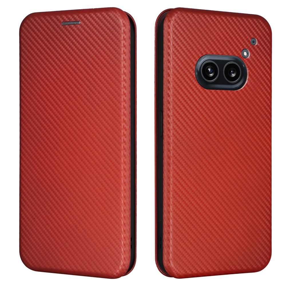 Nothing Phone (2a) Plus / Phone (2a) Wallet-Handyhülle – Mit Carbonfaser-Textur, Kartenhalter, Lederständer