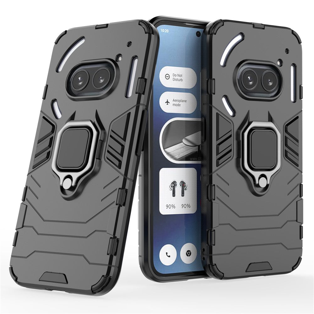 Nothing Phone (2a) Plus / Phone (2a) Handyhülle – Harte PC- + weiche TPU-Handyrückseite, drehbarer Ringhalter, Ständer