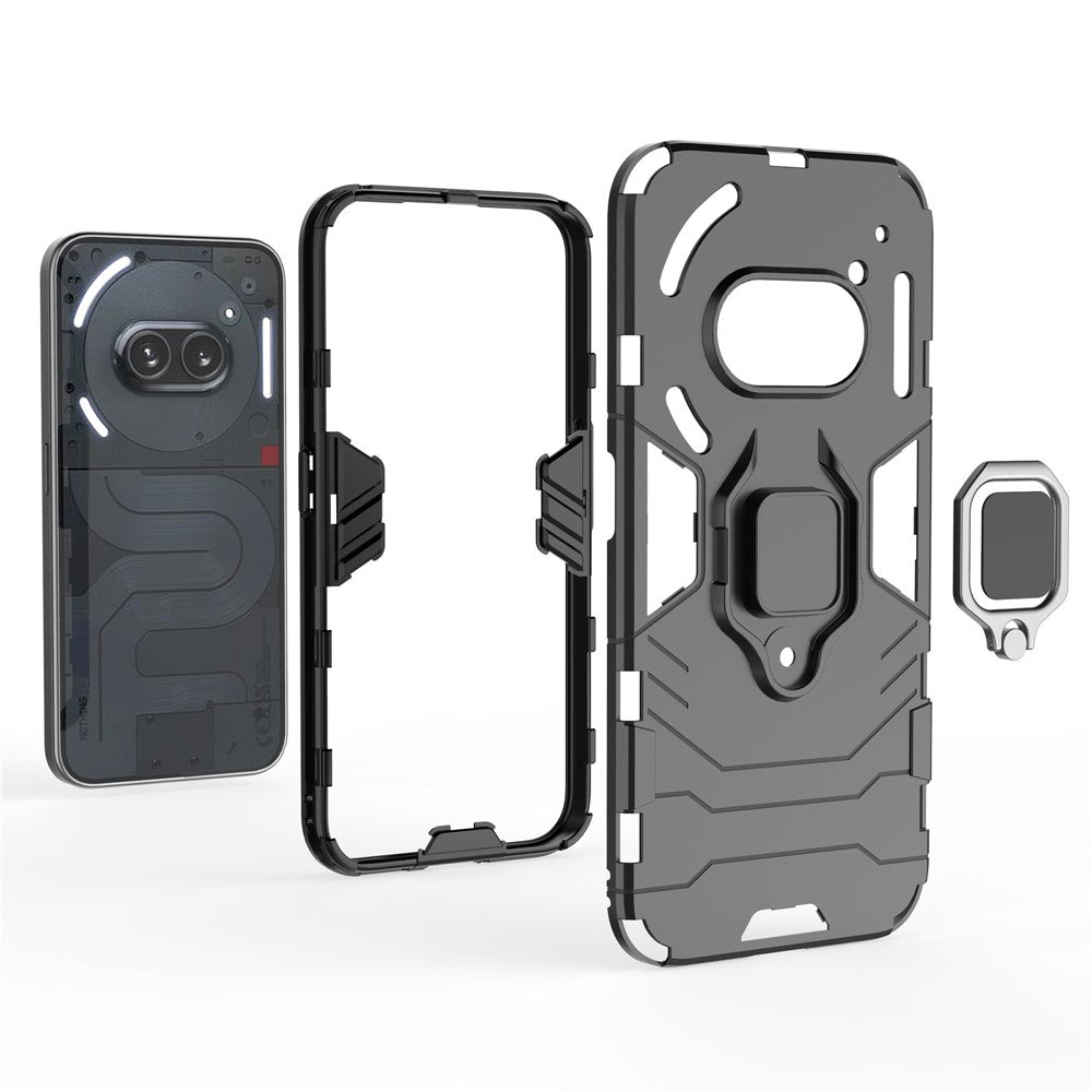 Nothing Phone (2a) Plus / Phone (2a) Handyhülle – Harte PC- + weiche TPU-Handyrückseite, drehbarer Ringhalter, Ständer