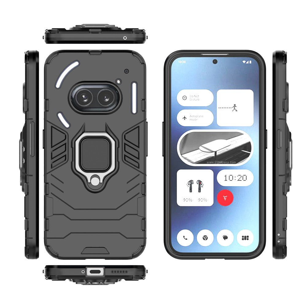 Nothing Phone (2a) Plus / Phone (2a) Handyhülle – Harte PC- + weiche TPU-Handyrückseite, drehbarer Ringhalter, Ständer