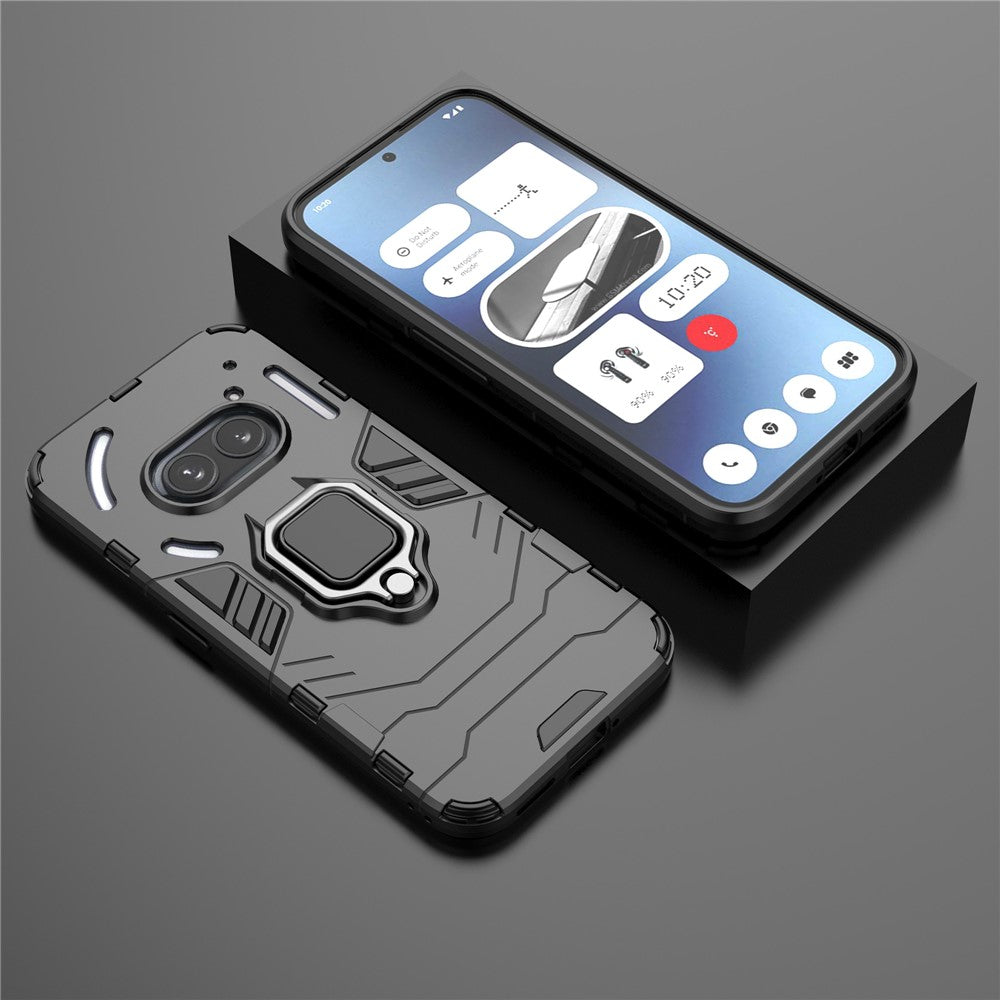 Nothing Phone (2a) Plus / Phone (2a) Handyhülle – Harte PC- + weiche TPU-Handyrückseite, drehbarer Ringhalter, Ständer