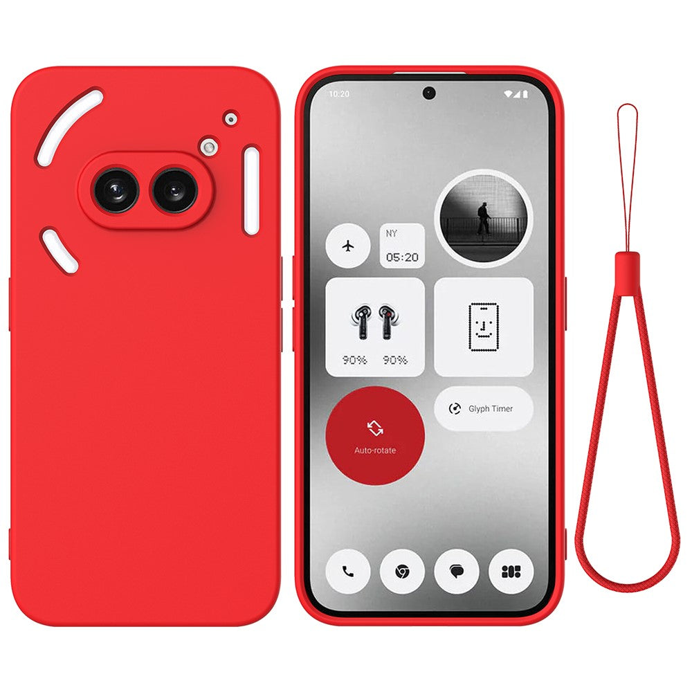 For Nothing Phone (2a) Case with Hand Strap Soft Lining Liquid Silicone Phone Cover