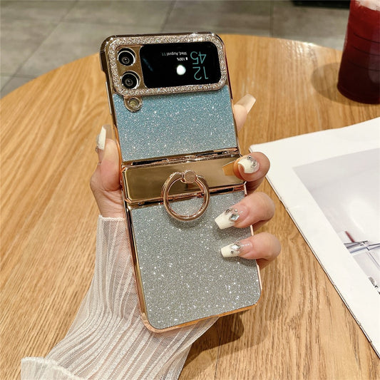 Galaxy Z Flip3 / Flip4 Glitzerhülle – Mit Ständer & Strass