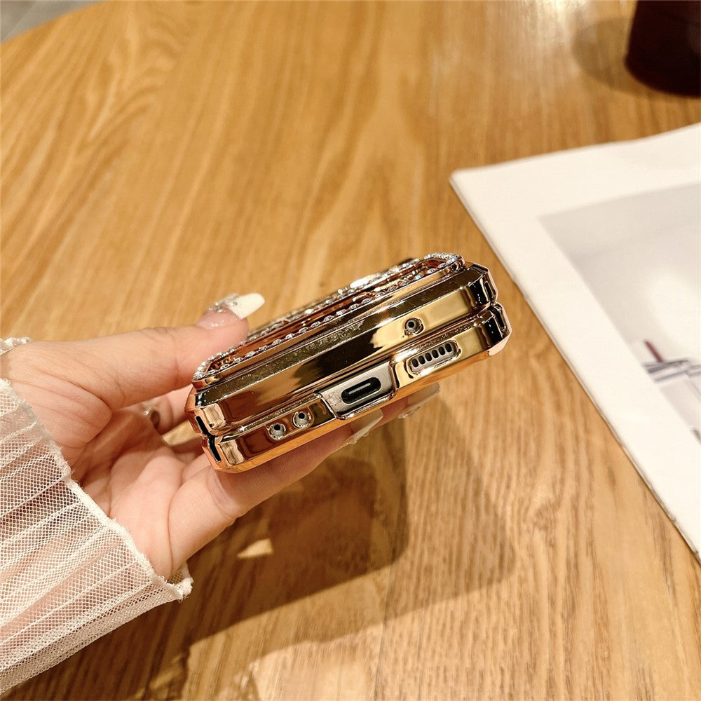 Galaxy Z Flip3 / Flip4 Glitzerhülle – Mit Ständer & Strass