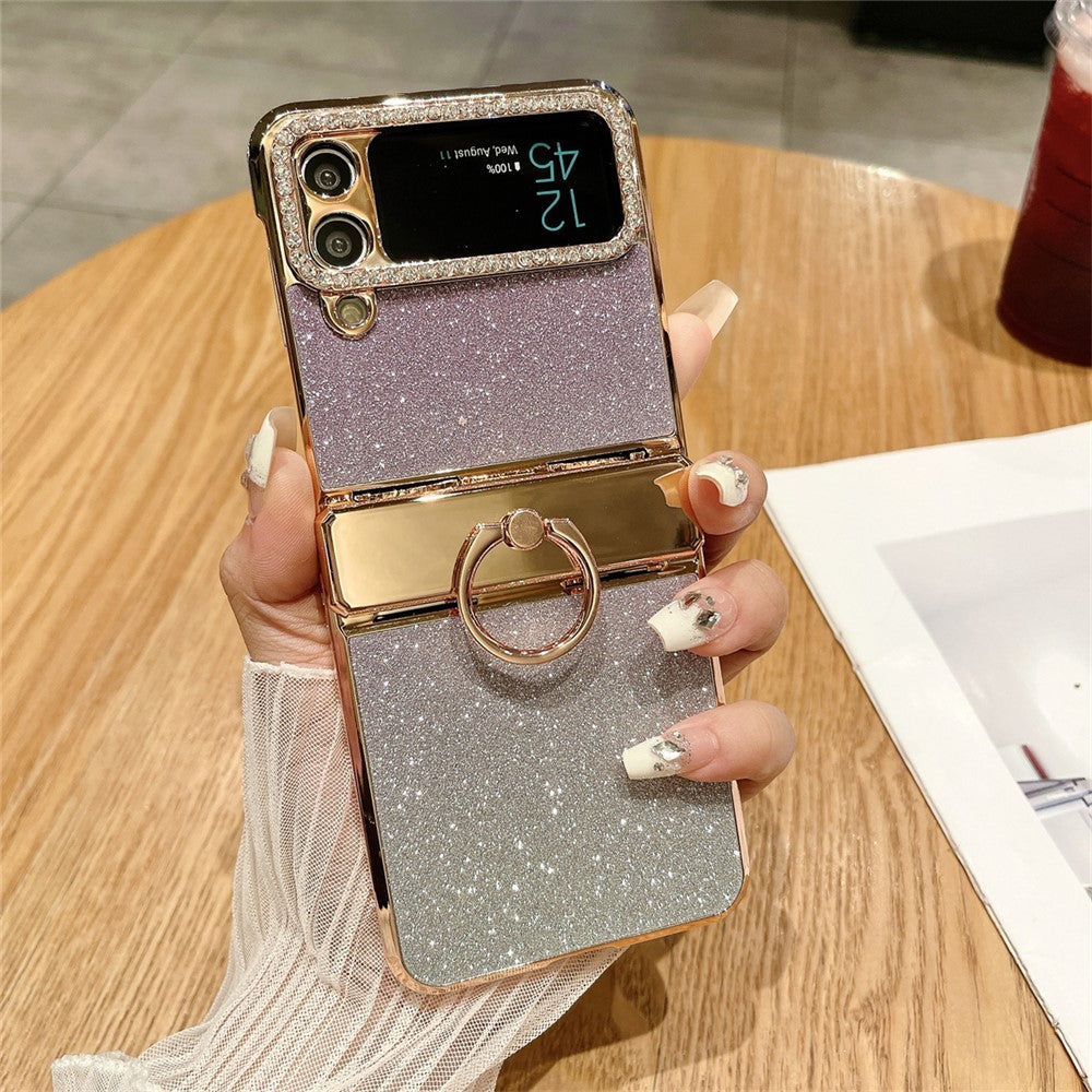 Galaxy Z Flip3 / Flip4 Glitzerhülle – Mit Ständer & Strass