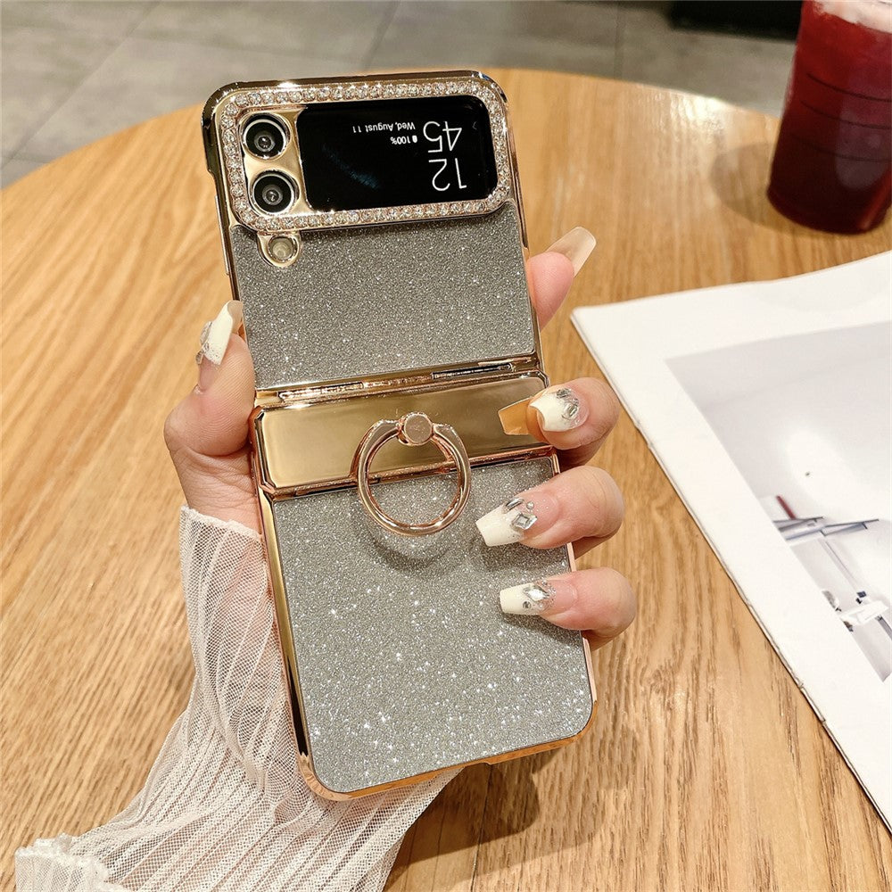 Galaxy Z Flip3 / Flip4 Glitzerhülle – Mit Ständer & Strass
