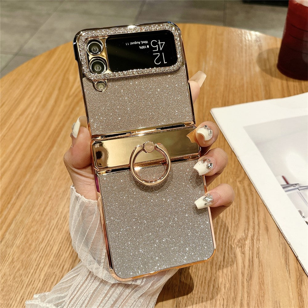 Galaxy Z Flip3 / Flip4 Glitzerhülle – Mit Ständer & Strass