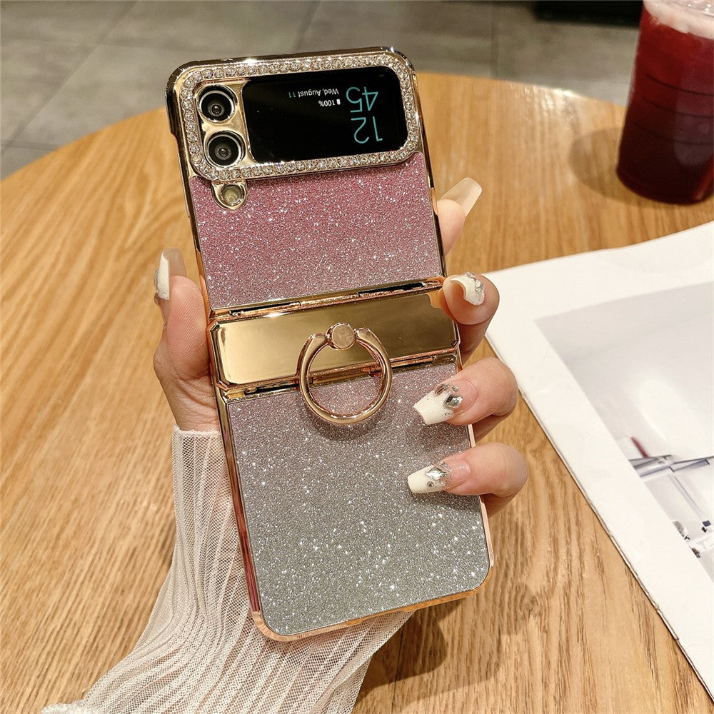 Galaxy Z Flip3 / Flip4 Glitzerhülle – Mit Ständer & Strass