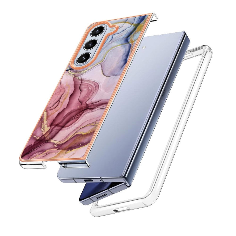 Galaxy Z Fold5 5G Schutzhülle – Mit Marmormuster 2,0 mm Galvanik-Rückseite