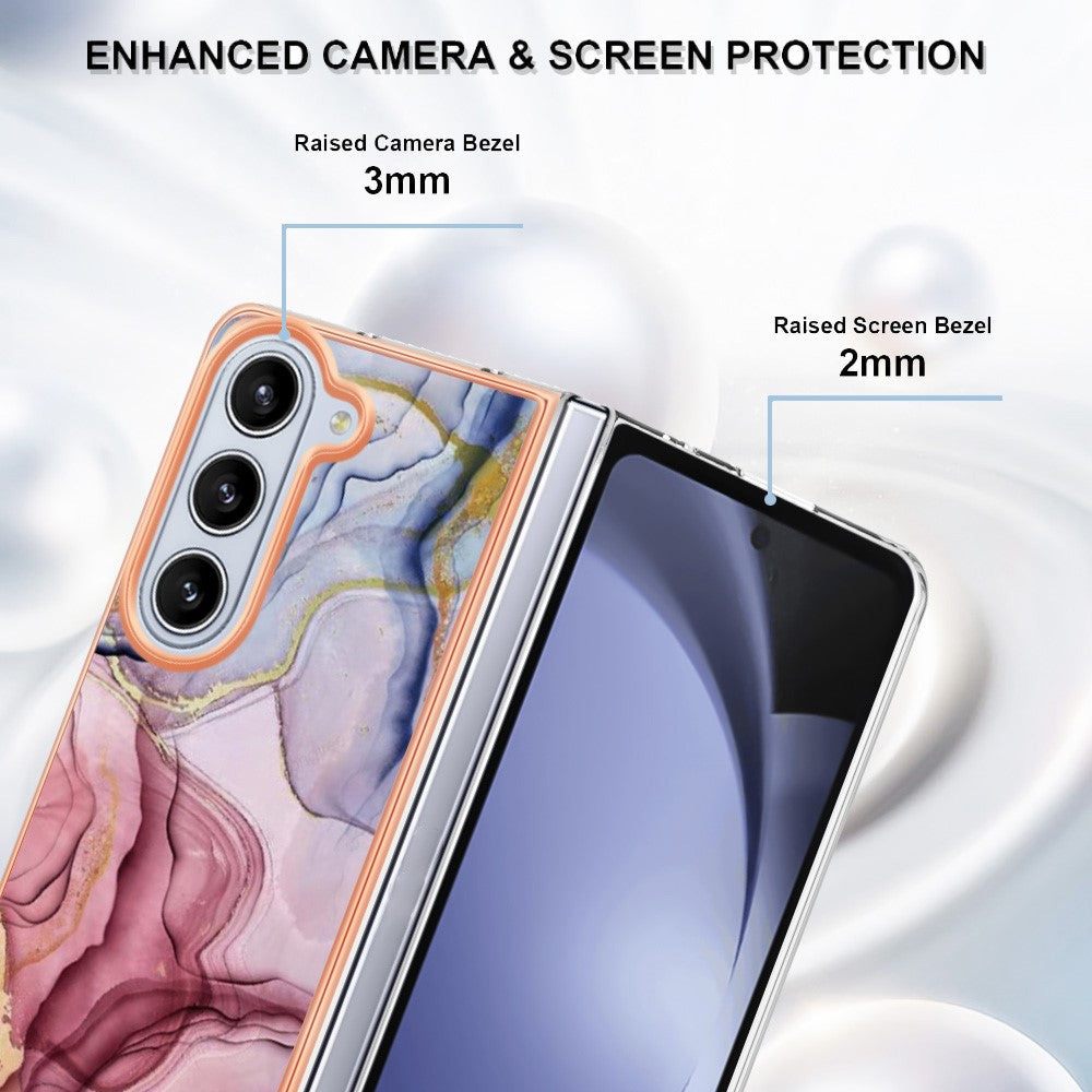 Galaxy Z Fold5 5G Schutzhülle – Mit Marmormuster 2,0 mm Galvanik-Rückseite