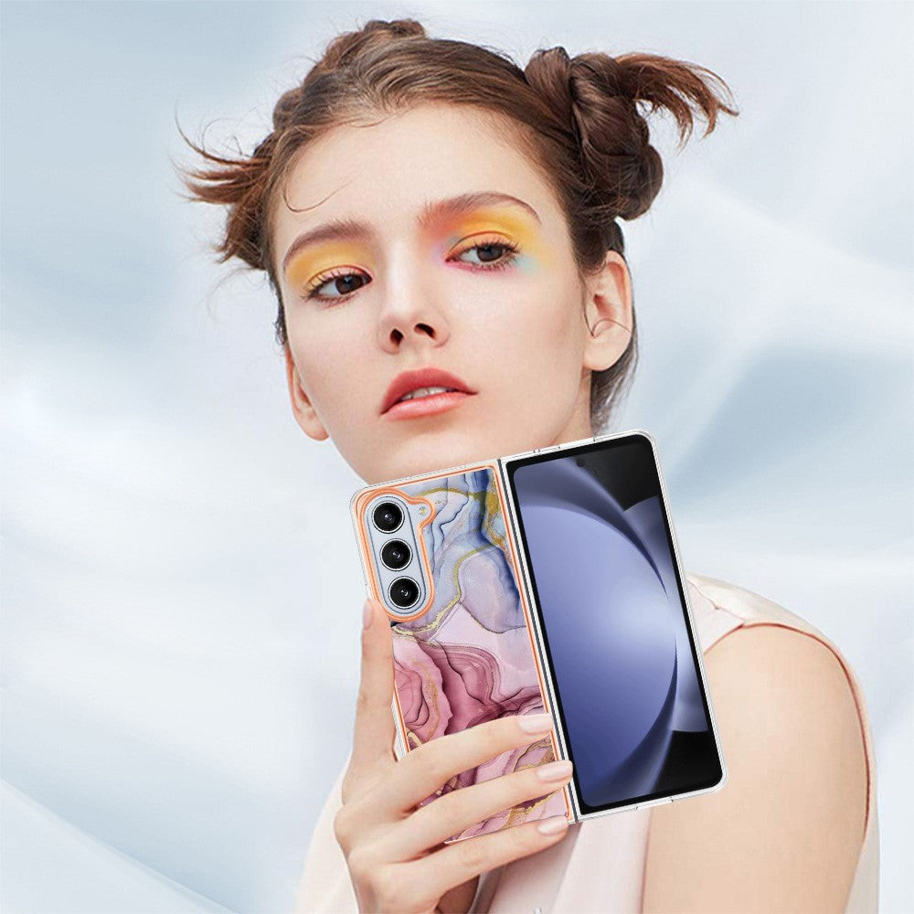 Galaxy Z Fold5 5G Schutzhülle – Mit Marmormuster 2,0 mm Galvanik-Rückseite