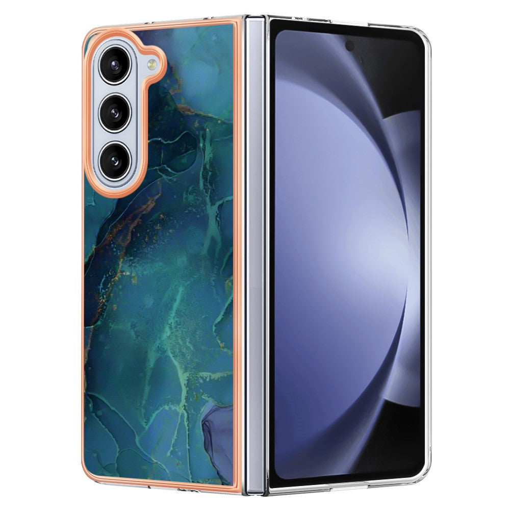 Galaxy Z Fold5 5G Schutzhülle – Mit Marmormuster 2,0 mm Galvanik-Rückseite