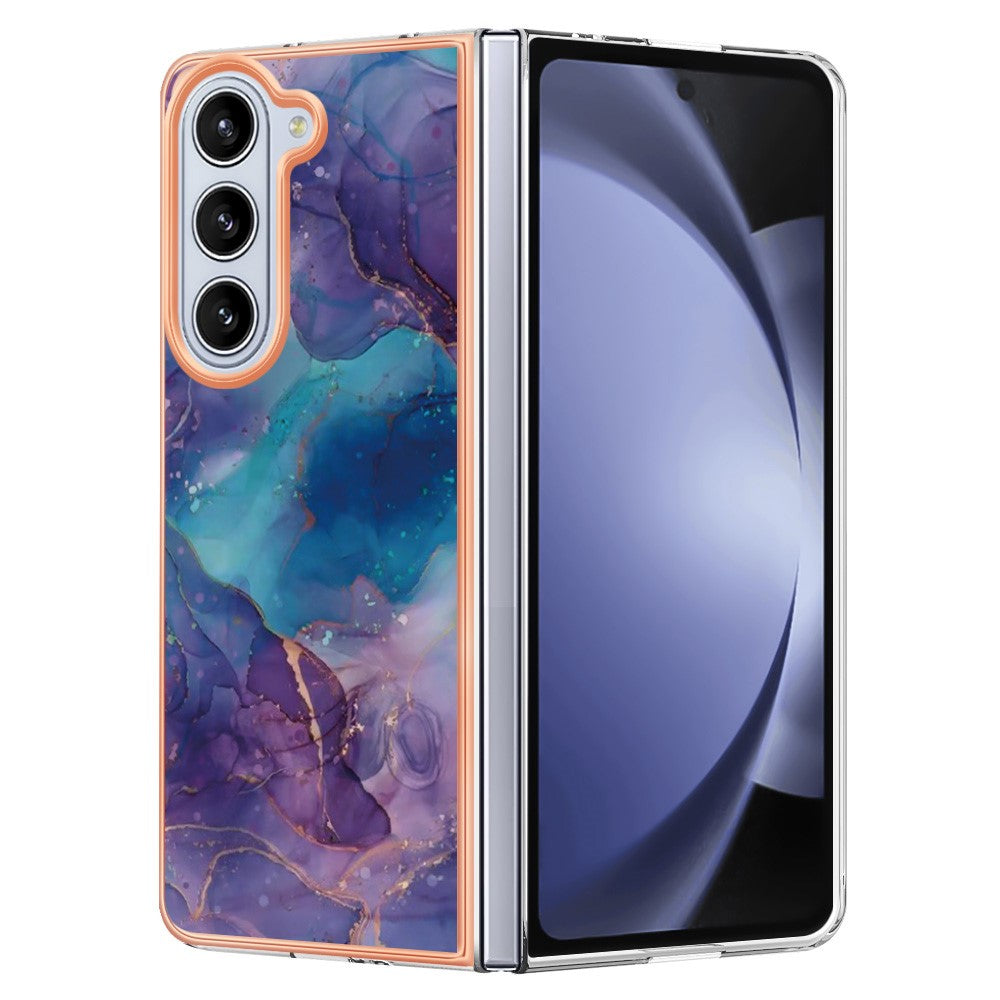Galaxy Z Fold5 5G Schutzhülle – Mit Marmormuster 2,0 mm Galvanik-Rückseite