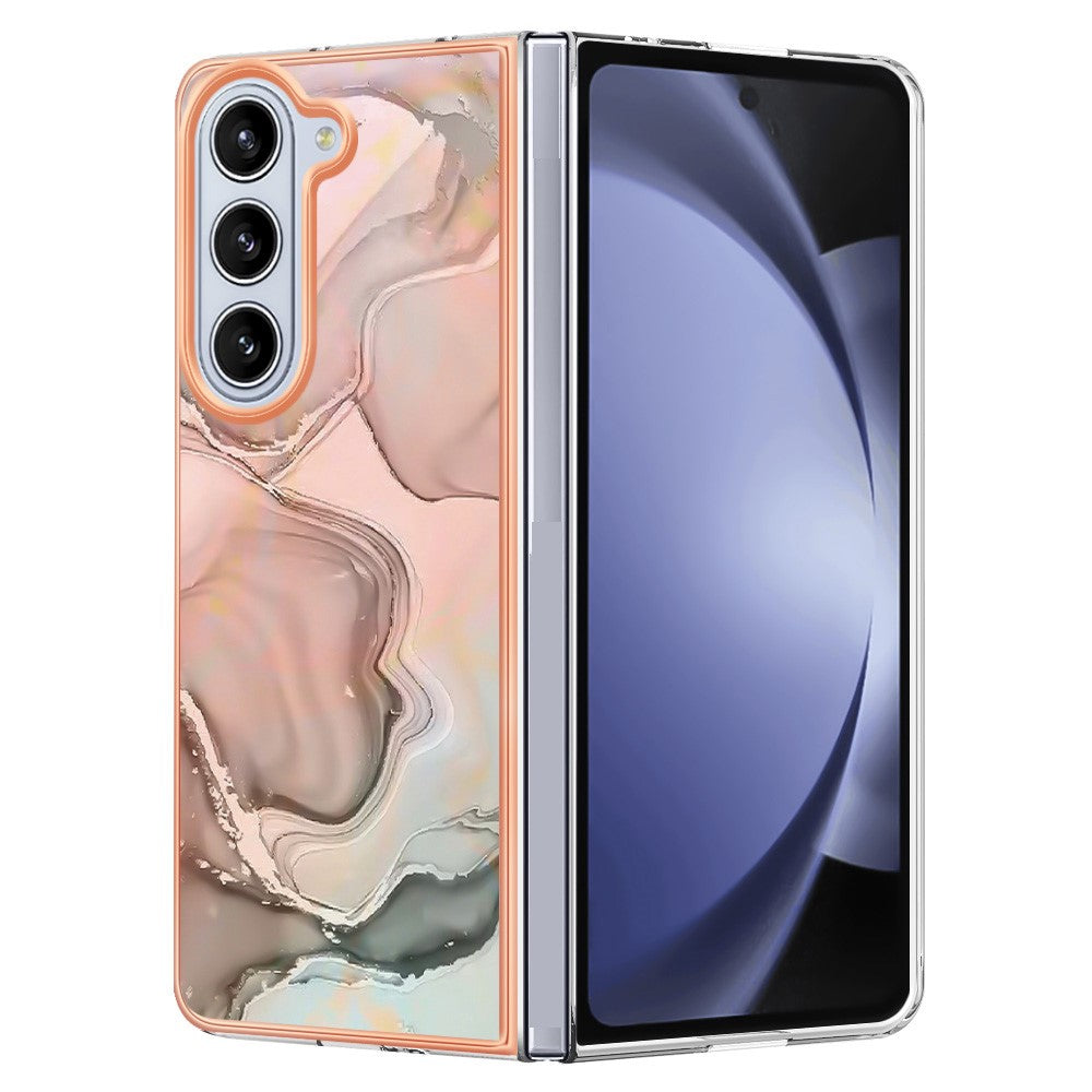 Galaxy Z Fold5 5G Schutzhülle – Mit Marmormuster 2,0 mm Galvanik-Rückseite