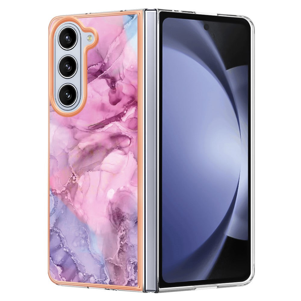Galaxy Z Fold5 5G Schutzhülle – Mit Marmormuster 2,0 mm Galvanik-Rückseite