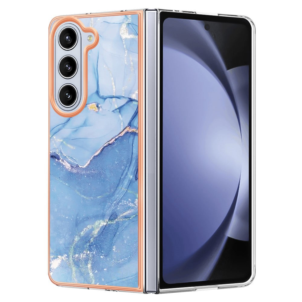 Galaxy Z Fold5 5G Schutzhülle – Mit Marmormuster 2,0 mm Galvanik-Rückseite