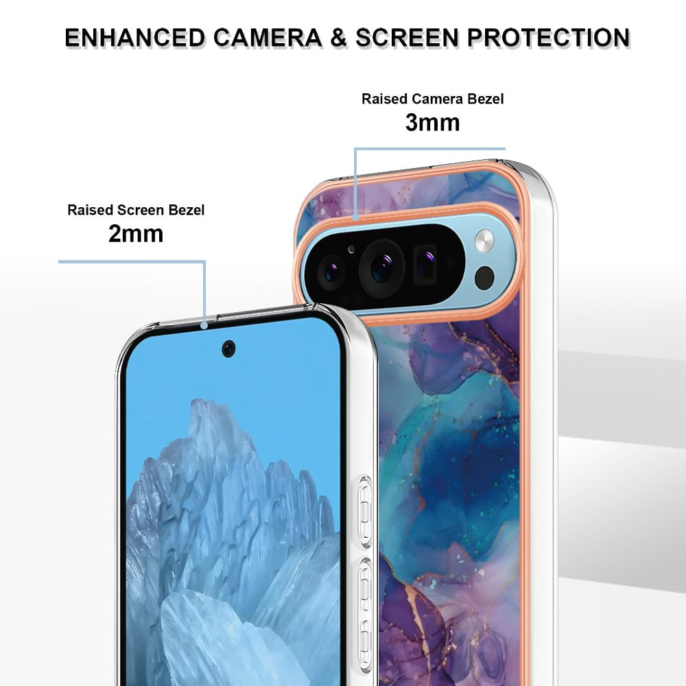 Pixel 9 / 9 Pro Schutzhülle – Mit Marmormuster 2,0 mm Galvanik-Rückseite