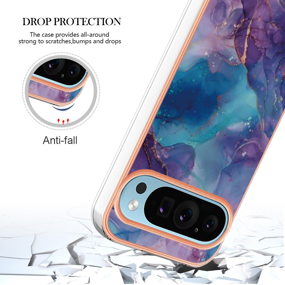 Pixel 9 / 9 Pro Schutzhülle – Mit Marmormuster 2,0 mm Galvanik-Rückseite