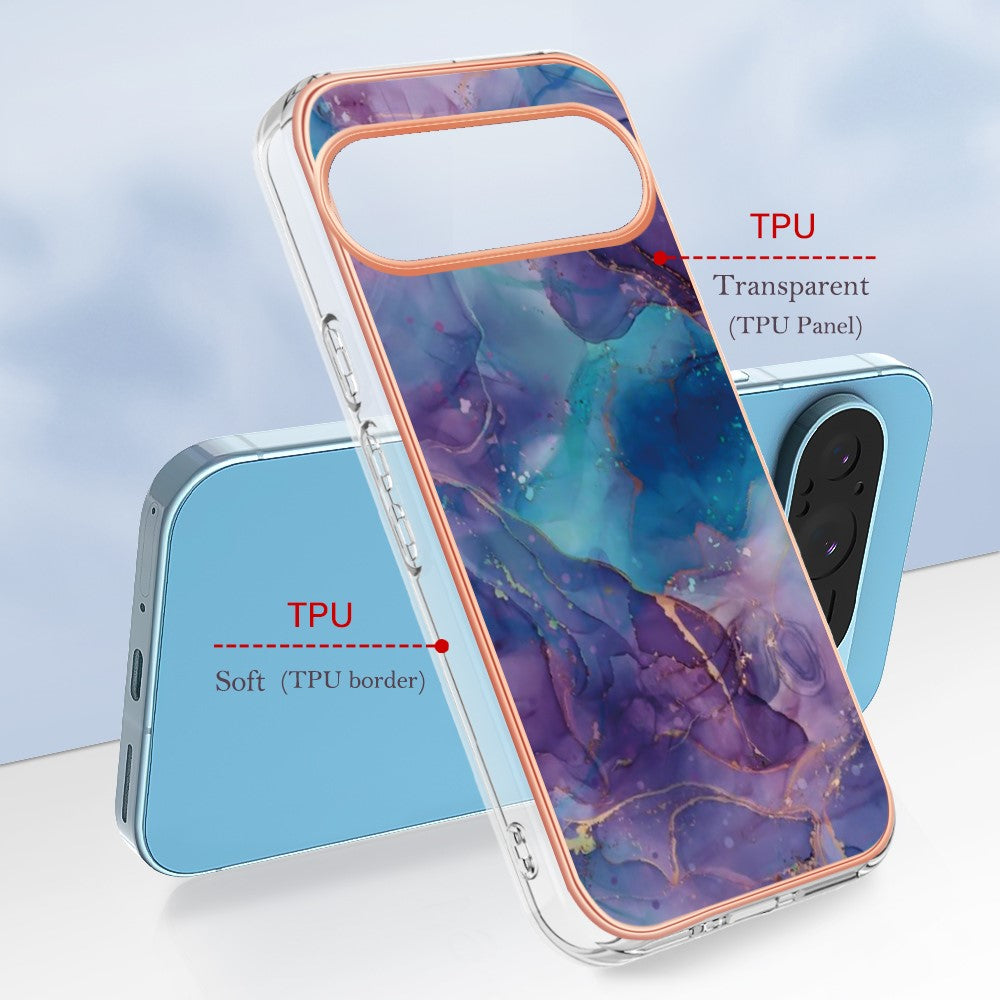 Pixel 9 / 9 Pro Schutzhülle – Mit Marmormuster 2,0 mm Galvanik-Rückseite